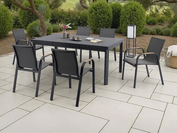 Vente-unique - ZEYVA Garden dining set Metall Grau - B 65 cm100 cm x H 86,5 cm76 cm x L 52 cm240 cm180 cm