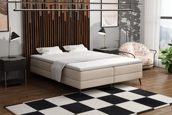 Boxspringbett Schlafzimmerbett BREST 180x200cm Stoff Soro Beige