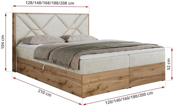 Boxspringbett mit Kopfteil und Topper, Polsterbett - GUNAR - 180 x 200 cm - Beige Velvet - H3 - Topper Visco Bild 5