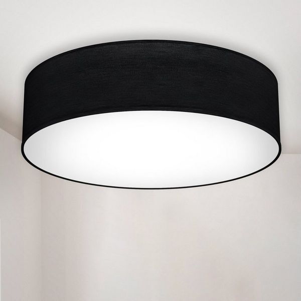 B.K.Licht - Deckenlampe mit Lampenschirm aus Stoff, E27 Fassung, max. 40 Watt, Deckenleuchte, Lampe, Wohnzimmerlampe, Schlafzimmerlampe, Küchenlampe, Deckenbeleuchtung, 38x10 cm, Schwarz