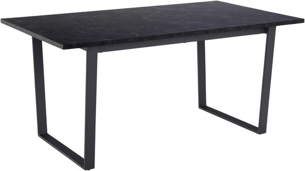 Esstisch >Amble< in schwarz, MDF, Stahl - 160x74x90cm (BxHxT)