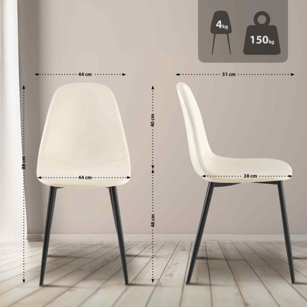 CLP Esszimmerstuhl Napier gepolstert mit Rückenlehne,creme Samt Bild 2