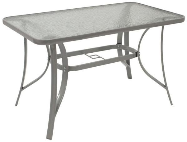 Gartentisch 120x70 cm, Metall grau + Glas