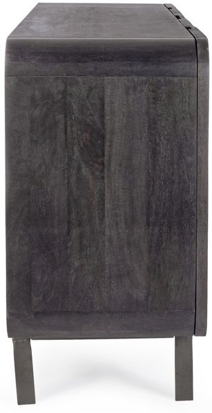 Sideboard Saris aus Mangoholz, modernes Design, Schwarz, 180 cm, Türen mit Magnetverschluss Bild 4