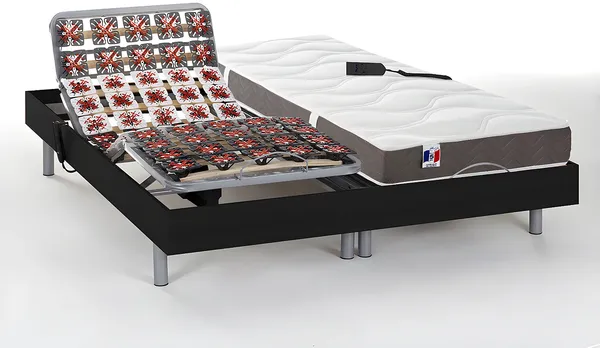 Vente-unique - JUPITER Bett Holz, PlatteStoff Schwarz - B 80 cm160 cm12 cm x H 18 cm35 cm16,5 cm x L 200 cm71 cm