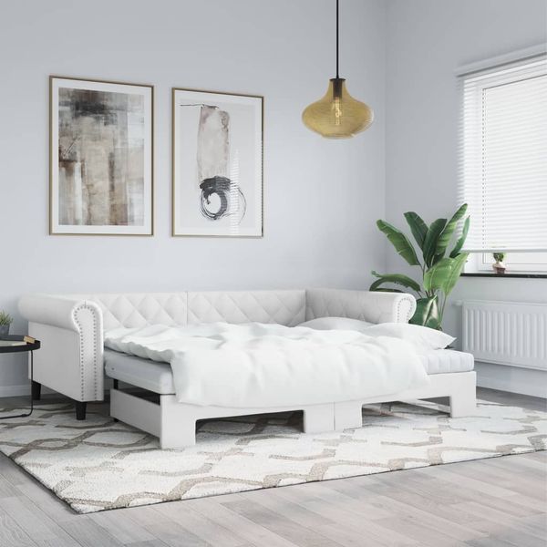 vidaXL Tagesbett Ausziehbar Weiß 90x200 cm Kunstleder 3197724