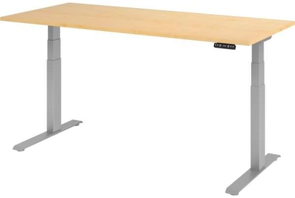 Sitz-Steh-Schreibtisch elektrisch 180x80 cm Ahorn/Silber