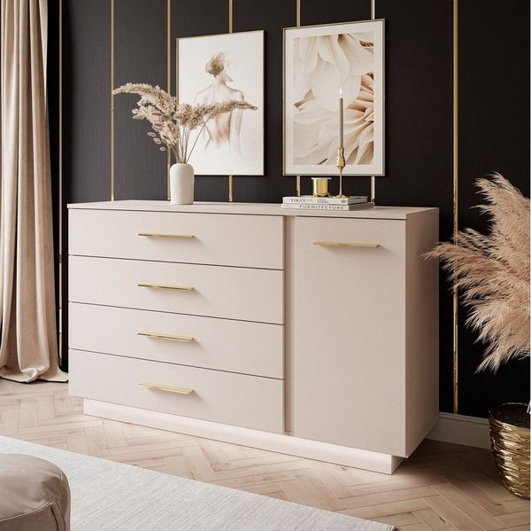 yourhouse24 Kommode LUNA II Sideboard 1D4S mit LED Beleuchtung