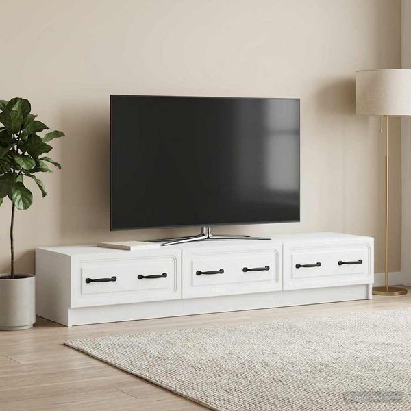 vidaXL TV-Schränk mit Schubladen Weiß 147 x 34,5 x 27 cm Holzwerkstoff 895855