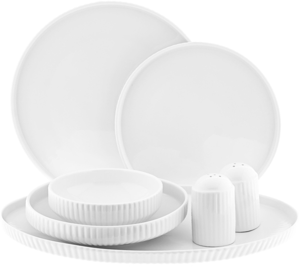 Borneo Tafelservice im Relief-Design - 27-teiliges Set aus Porzellan in Weiß