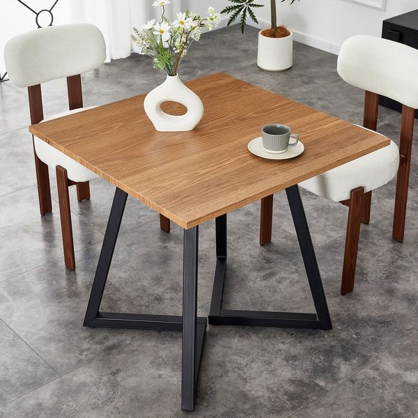 STILVORA Esstisch für 4 Personen Quadratischer Küchentisch mit Metallboden für Wohnung (Wohnzimmertisch mit verdickten Stahlrahmen, für die Küche oder das Esszimmer auch perfekt als Schreibtisch), Breite 80 cm x Länge 80 cm x Höhe 75 cm