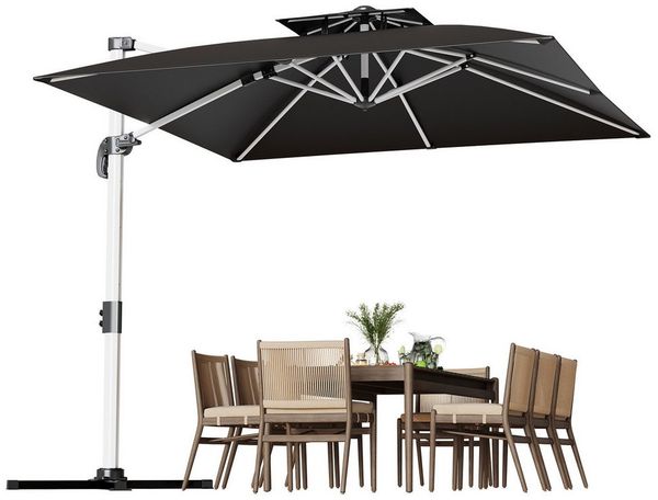 HOMALL Sonnenschirm 300x400 cm Ampelschirm mit Ständer, 360 Grad drehbar, UV-Schutz 50+, 300*400CM, φ330CM, 270*270CM, Gewicht 18-28KG, faltbar, geeignet für Garten, Terrasse, Schwimmbad