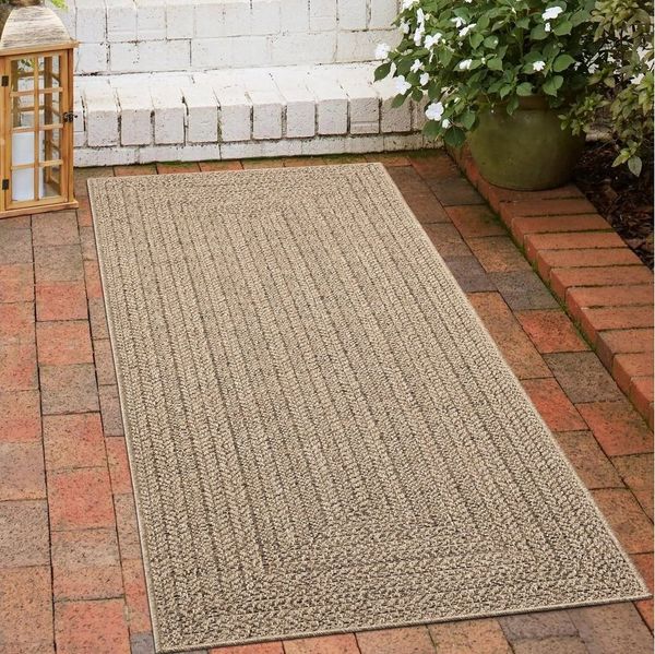 Carpetia Outdoorteppich In- und Outdoorteppich im modernen Jute-Look beige/braun, Oval