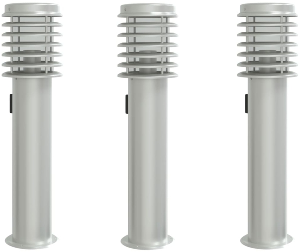 vidaXL Wegeleuchten mit Steckdose 3 Stk. Silbern 60 cm Edelstahl 4006374