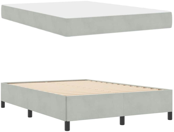 vidaXL Bettrahmen mit Matratze Hellgrau 140 x 190 cm Stoff 3399060 Bild 4