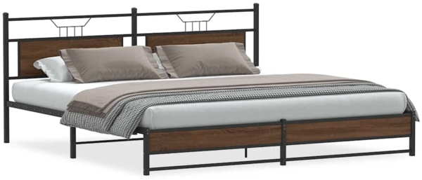 vidaXL Metallbett ohne Matratze Braun Eichen-Optik 193x201 cm 3325133