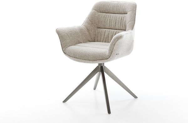 Drehstuhl Kaira-Flex Webstoff Soft Beige Kreuzgestell breit Graphit 360° drehbar Wippfunktion