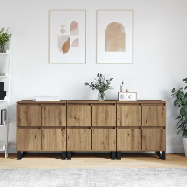 vidaXL Sideboard 3 pcs Artisan-Eiche 60 x 35 x 70 cm 3394576