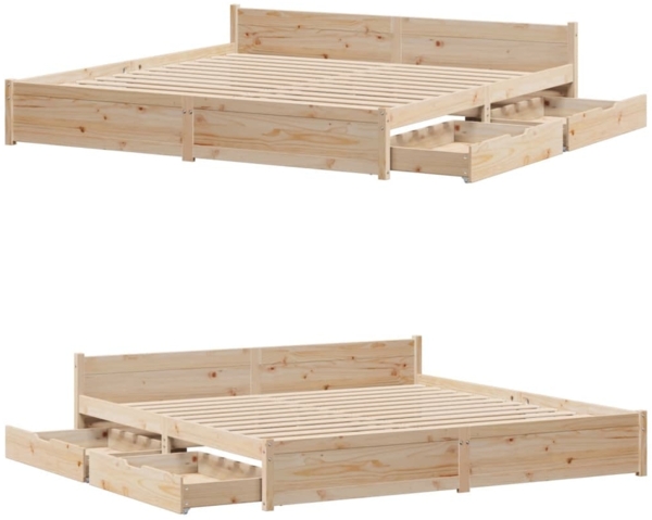 vidaXL Massivholzbett ohne Matratze 180x200 Kiefernholz 3301694 Bild 8