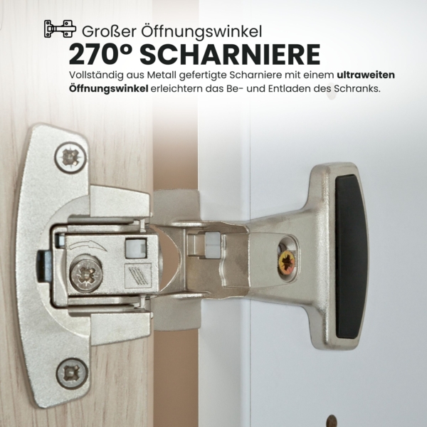 bümö Sideboard Ahorn mit Flügeltüren & Regal - Büromöbel Sideboard Holz 166cm breit, 45cm schmal, Büro Schrank für Flur oder als Wohnzimmer-Kommode mit Relinggriffen, SB2T-3-3-RE Bild 4