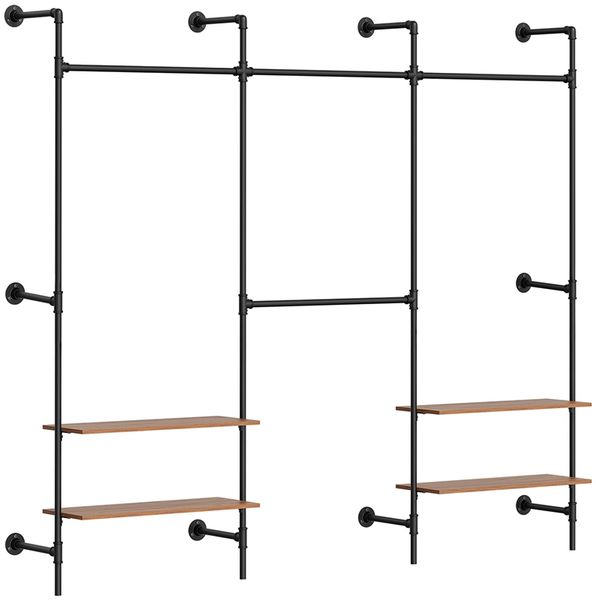 SoBuy KLS19-SCH Garderobenständer, Metall, Lackiert, Schwarz, 265 x 220 x 48 cm