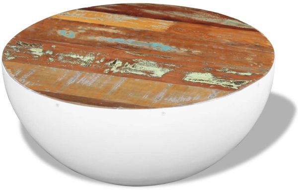 Schüsselförmiger Couchtisch recyceltes Massivholz 60 x 60 x 30 cm