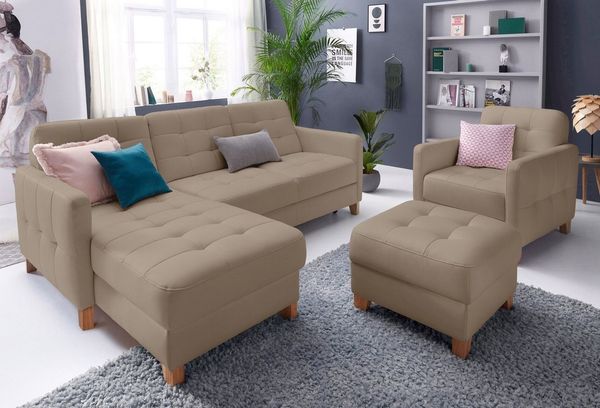 exxpo - sofa fashion Ecksofa Elio, kompakt und komfortabel, bequem und zeitloses Design, L-Form, wahlweise mit Bettfunktion