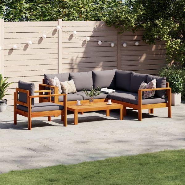 vidaXL 5-tlg. Garten-Sofagarnitur mit Kissen Massivholz Akazie 3214862