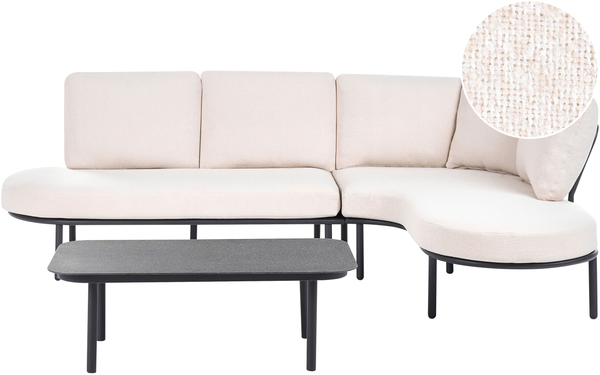 POLLINA 4-Sitzer Gartensofa mit Tisch Schwarz Metall
