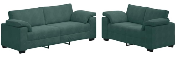 vidaXL 2-teiliges Sofa-Set mit Kissen, dunkelgrüner Samt 3324751