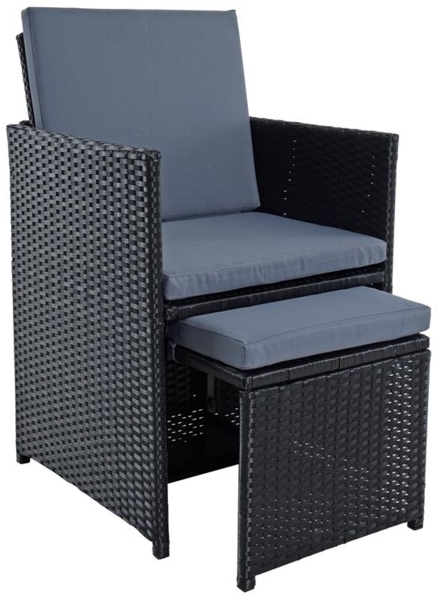 Polyrattan Sitzgruppe Gartenmöbel Set Rattanmöbel 4 Personen Gartenset Schwarz Bild 3