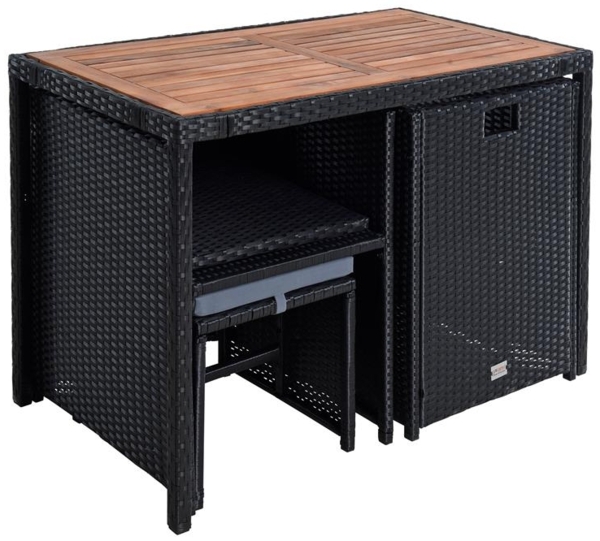 Polyrattan Sitzgruppe Gartenmöbel Set Rattanmöbel 4 Personen Gartenset Schwarz Bild 12