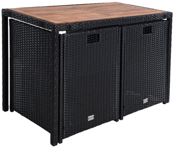 Polyrattan Sitzgruppe Gartenmöbel Set Rattanmöbel 4 Personen Gartenset Schwarz Bild 4