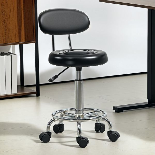 HOMCOM Drehhocker höhenverstellbar (Arbeitshocker, 1 St, Bürohocker), für Büro, Schwarz