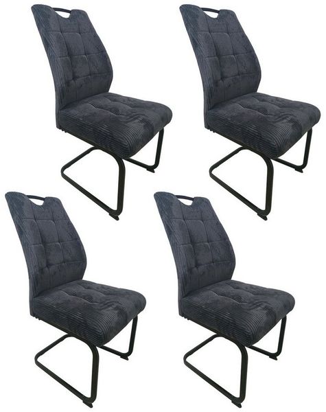 HTI-Living Freischwinger Esszimmerstuhl Marek Kord Dunkelgrau (Set), Schwingstuhl mit Federkern