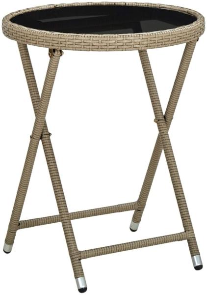 vidaXL Beistelltisch Beige 60 cm Poly Rattan und Hartglas 310559