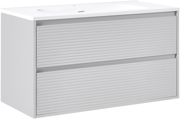 Wandmontierter Waschbeckenunterschrank mit Waschbecken BAHIA 100 cm Grau