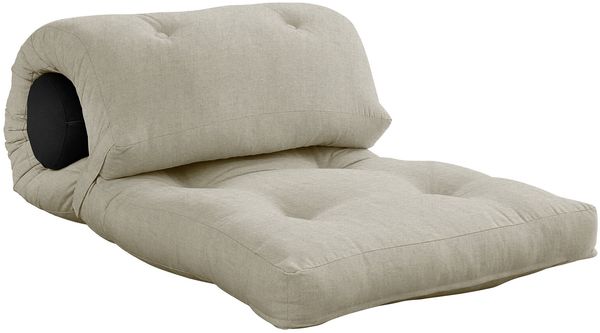 Karup Design 2-in-1 Futonsessel WRAP mit Nackenkissen Leinen / Dark Grey