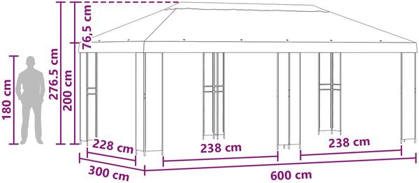 vidaXL Garten Pavillon 6 x 3 m Orange Polyester und Stahl 190 3376015 Bild 7