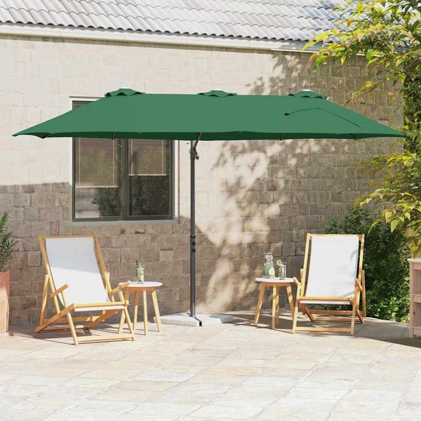 vidaXL Sonnenschirm Grün 372 x 198 x 243 cm Polyester und Aluminium 42003376