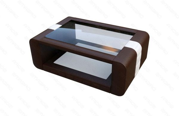 Designer Couchtisch Bellagio – Stilvolles Design - Ledermix - Dunkelbraun-Weiß