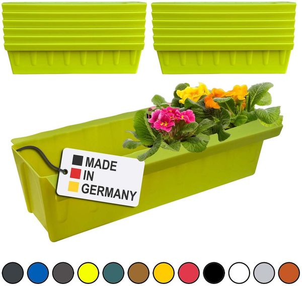 Hossi's Wholesale 12 Euro-Paletten Blumenkästen-Einsätze | mit Hängesystem zum Einhängen | 37,3cm Hellgrün | Pflanzkasten für Europalette Palette | Balkonkasten | Blumentopf | extrem stabil