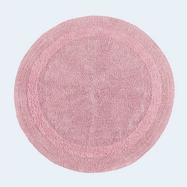 Homescapes Runde Badematte rosa, Premium Badvorleger 80 cm, Badteppich Baumwolle mit Wende-Design