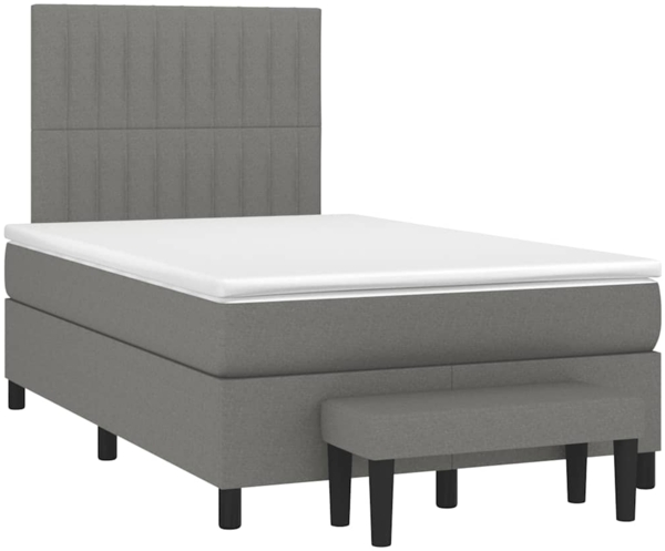 vidaXL Boxspringbett mit Matratze Dunkelgrau 120x190 cm Stoff 3270370