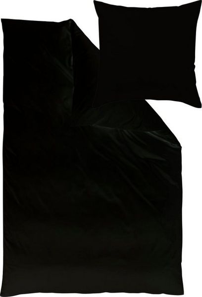 Uni-Mako-Satin - Curt Bauer Uni 135x200 + 80x80 cm-3318 schwarz Bild 4