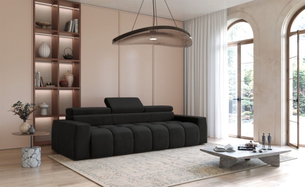 Bigsofa Couchgarnitur DARCY Megasofa in Stoff Salvador Schwarz