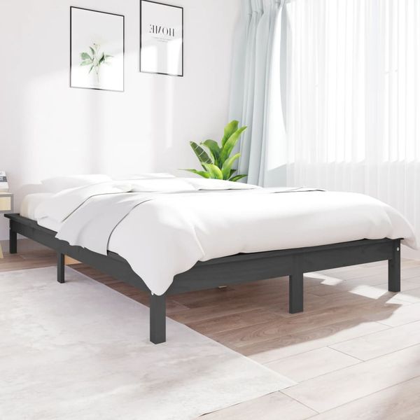 vidaXL Massivholzbett Grau 160x200 cm Kiefer 820553