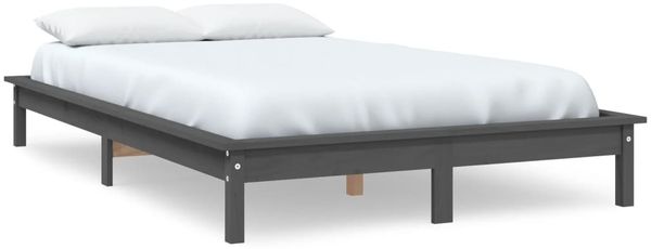 vidaXL Massivholzbett Grau 160x200 cm Kiefer 820553 Bild 2