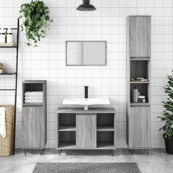 vidaXL Badschrank Grau Sonoma 30x30x100 cm Holzwerkstoff 831562