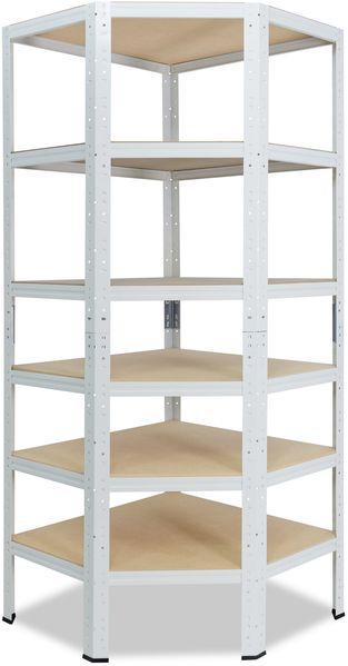 shelfplaza HOME 200x70x40 cm Eckregal in weiß mit 6 Böden und 145 kg Traglast pro Boden